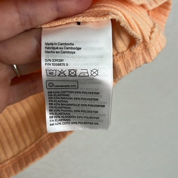 H&M Pastel Orange Ribbed Crop Top Size XL - Picture 3 of 4